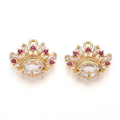 Brass Micro Pave Cubic Zirconia Charms KK-N261-73G-1