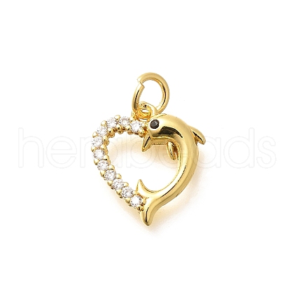 Brass Micro Pave Clear Cubic Zirconia Charms KK-Q040-03E-G-1