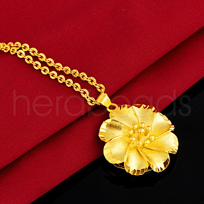 Fashionable Brass Flower Pendant Necklaces for Women FS-WG1F8AB-01-1