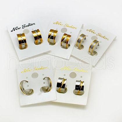 Fashion 304 Stainless Steel Huggie Hoop Earrings EJEW-G124-M19-1