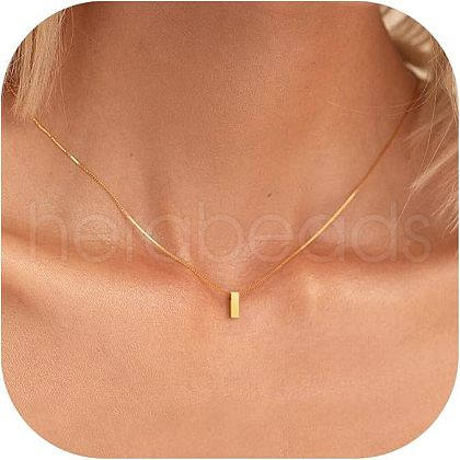 Stainless Steel Initial Pendant Box Chain Necklaces for Women FS-WG8229D-09-1