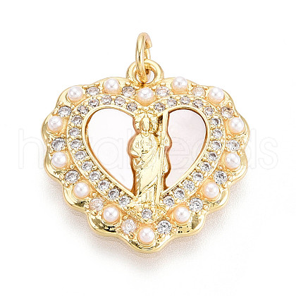 Brass Micro Pave Clear Cubic Zirconia Pendants KK-N268-71G-1