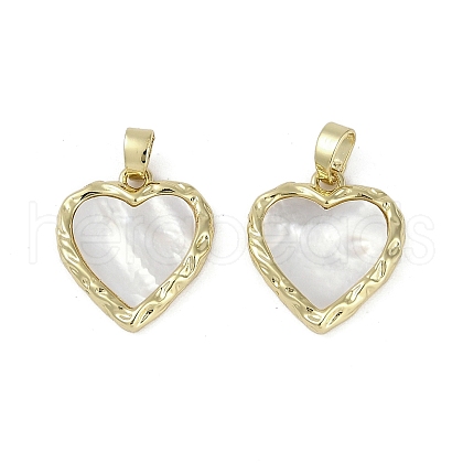 Brass Pave Natural Shell Pendants KK-Z078-29G-1