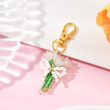 Bouquet Handmade Glass Seed Beaded & Acrylic Pendants Decorations HJEW-MZ00269-01-1