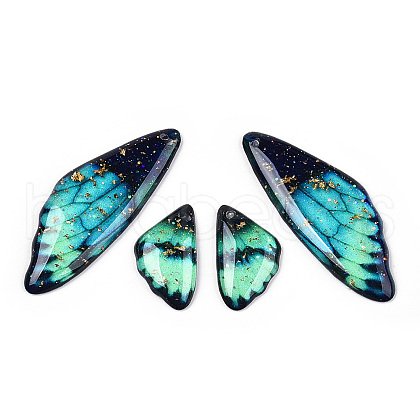 Transparent Resin Wing Earrings Pendants FIND-TAC0006-59F-1
