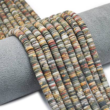 Natural Red Picasso Jasper/Polychrome Jasper Beads Strands G-P575-B10-6x1mm-1