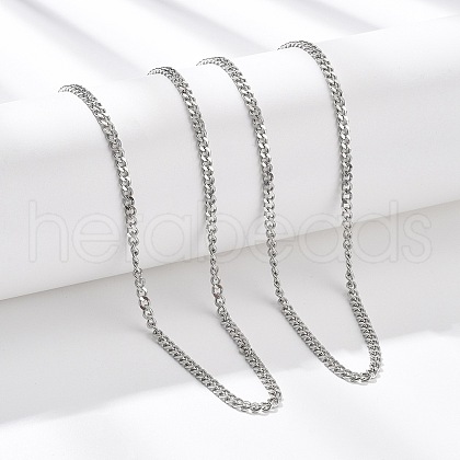 3.5MM 304 Stainless Steel Curb Chain Necklaces NJEW-T016-10P-1