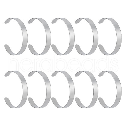 GOMAKERER 10Pcs 304 Stainless Steel Open Cuff Bangles BJEW-GO0001-02A-1