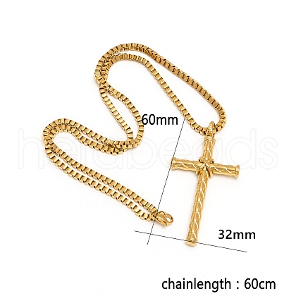 Stylish Stainless Steel Cross Pendant Box Chain Necklaces for Women Men TX9087-1-1