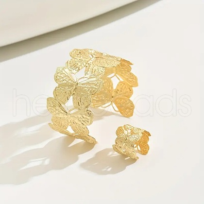 Butterfly Alloy Cuff Bangles & Rings Sets for Women FS-WG97FA7-01-1