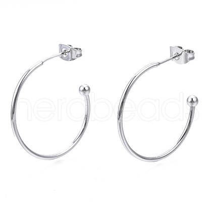 Brass Half Hoop Earrings KK-R112-041B-P-NF-1