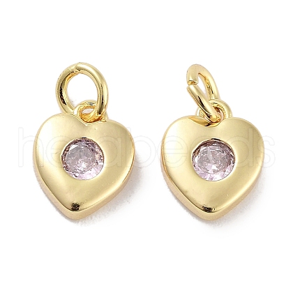 Brass Micro Pave Cubic Zirconia Charms KK-C051-07G-02-1