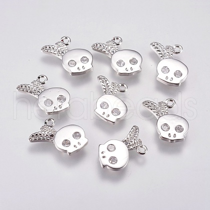 Brass Micro Pave Cubic Zirconia Charms KK-A144-048P-1