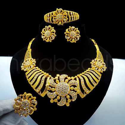 Flower Alloy Crystal Rhinestone Jewelry Sets FS-WG3B45B-02-1