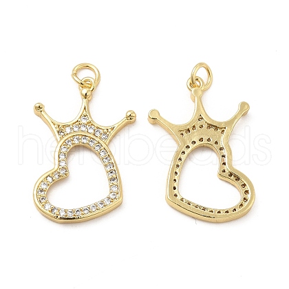 Brass Micro Pave Clear Cubic Zirconia Pendants KK-E068-VB184-1
