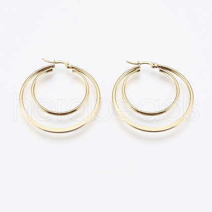 201 Stainless Steel Hoop Earrings X-EJEW-I213-B-02G-1