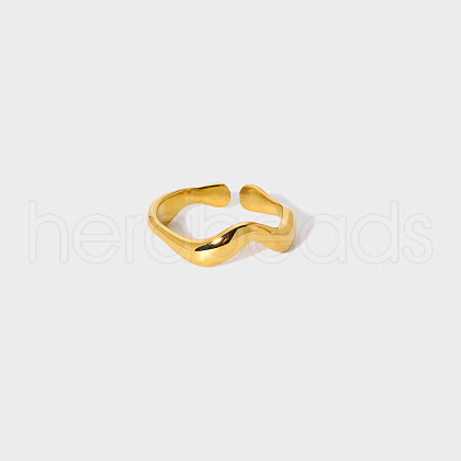 Elegant Stainless Steel Wave Open Cuff Rings TE5640-2-1