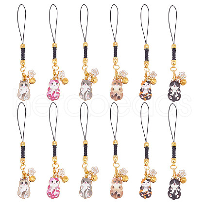 12Pcs 6 Styles Alloy Enmal Pendant Decorations HJEW-GO00018-1