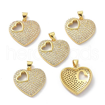 Brass Cubic Zirconia Pendants KK-B047-14G-1