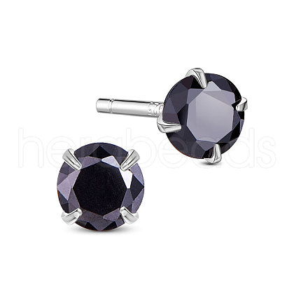 SHEGRACE Rhodium Plated 925 Sterling Silver Four Pronged Ear Studs JE420F-01-1