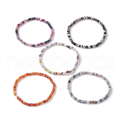 Dyed Natural Fire Crackle Agate Bead Bracelets for Women BJEW-JB09993-1