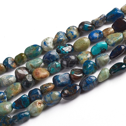 Natural Chrysocolla and Lapis Lazuli Beads Strands X-G-D0002-B18-1