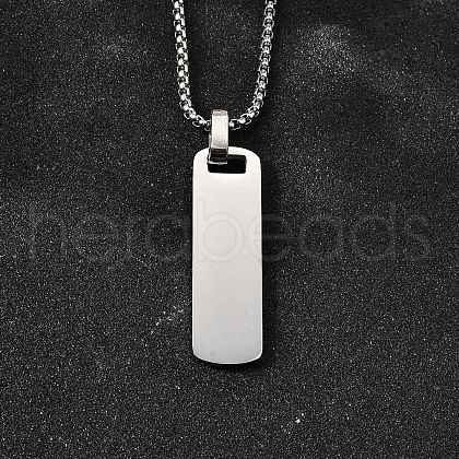 304 Stainless Steel Blank Pendant Necklaces NJEW-P329-04E-P-1