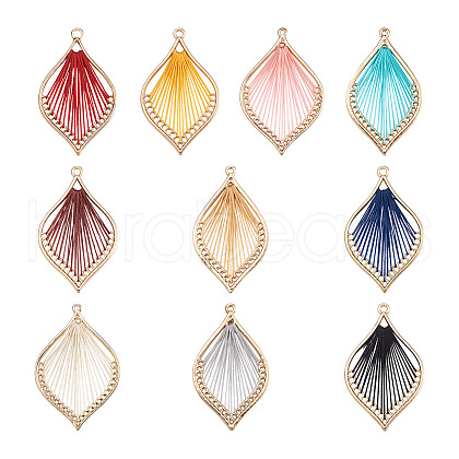Beadthoven 14pcs 7 colors Alloy Leaf Pendant PALLOY-BT0002-08-1