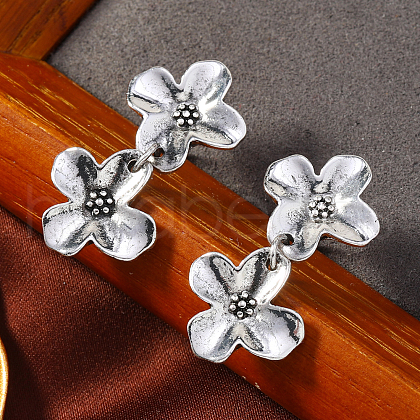 Vintage Four-leaf Clover Flower Alloy Stud Earrings JW6986-1