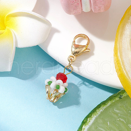Glass Seed Beaded Pendant Decorations HJEW-MZ00188-06-1