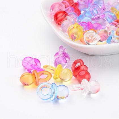 Mixed Color Transparent Acrylic Baby Pacifier Pendants X-TACR-R16-M-1