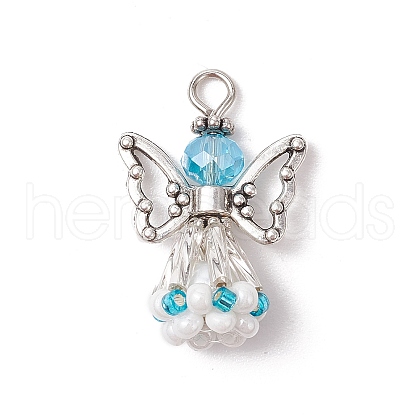 Faceted Glass Pendants PALLOY-MZ00585-04-1