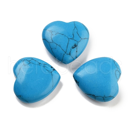 Mother's Day Gifts Heart Synthetic Turquoise  Palm Stones G-C134-06A-02-1