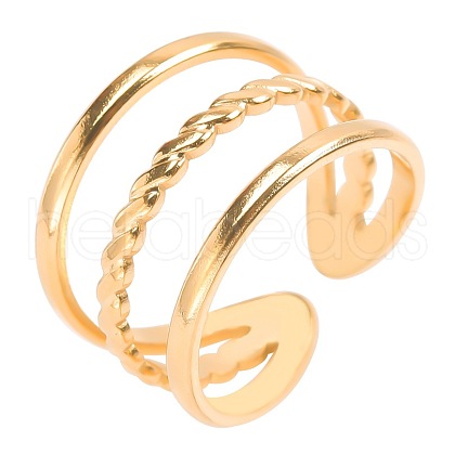 Fashionable Stainless Steel Three Layers Open Cuff Rings for Men and Women UO0676-2-1