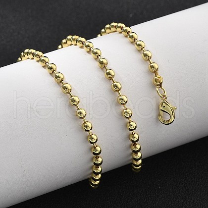 Brass Ball Chains Necklaces for Women NJEW-U035-02G-1