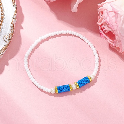 Glass Seed Beads Stretch  Bracelets for Women BJEW-MZ00153-05-1