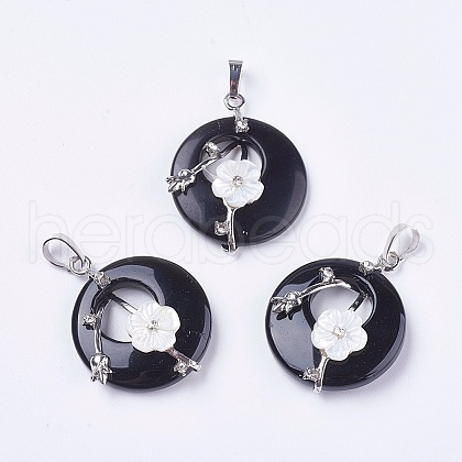 Natural Dyed & Heated Black Agate Pendants X-G-F546-A16-1