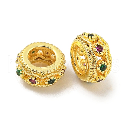 Rack Plating Brass Micro Pave Colorful Cubic Zirconia European Beads KK-L215-016A-G-1