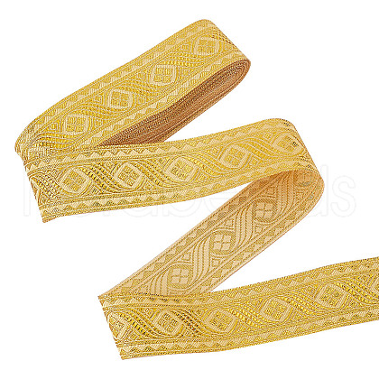 7.5 Yards Polyester Jacquard Flower Ribbon OCOR-WH0088-84A-1