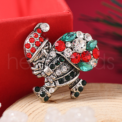 Christmas Theme Alloy Rhinestone Brooch Pin LK2414-12-1
