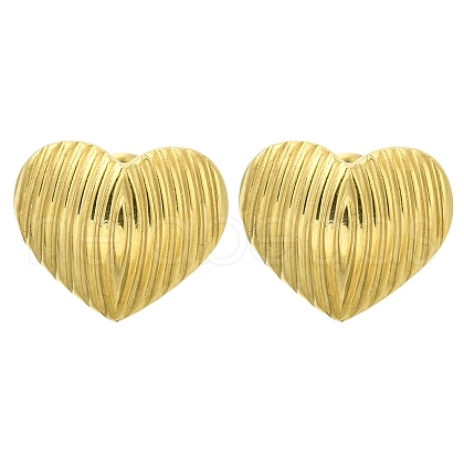 Ion Plating(IP) 304 Stainless Steel Heart Stud Earrings EJEW-I316-07G-1