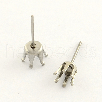 Non-Tarnish 304 Stainless Steel Post Stud Earring Settings STAS-R063-57-1