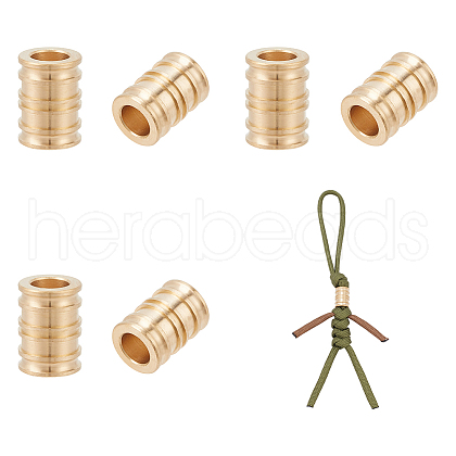  6Pcs Antique Style Groove Column Shape Brass Beads FIND-NB0005-34G-1