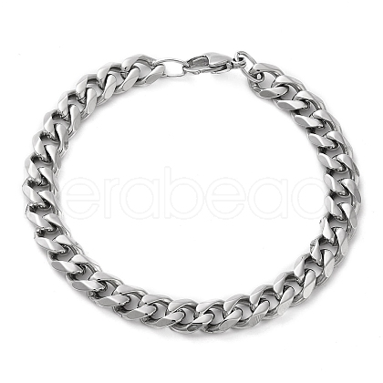 Non-Tarnish 304 Stainless Steel Cuban Link Chain Bracelet for Men Women BJEW-C048-02P-1