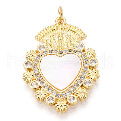 Brass Micro Pave Clear Cubic Zirconia Pendants KK-N268-44G-1