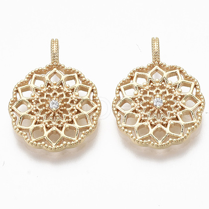 Brass Micro Pave Cubic Zirconia Pendants KK-R130-029-NF-1