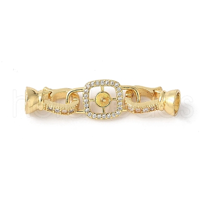 Brass Pave Clear Cubic Zirconia Fold Over Clasps KK-M320-13G-1