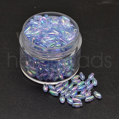 AB Color Plated Rice Electroplated Eco-Friendly Transparent Acrylic Beads X-PACR-I002-13-1