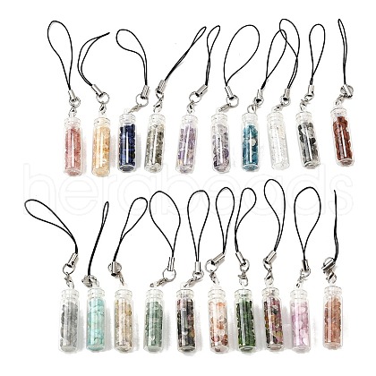 Natural Crushed Stone with Glass Bottle Decorations HJEW-Q003-01P-1
