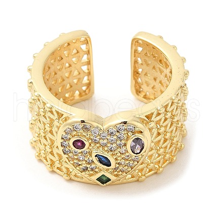 Rack Plating Brass Hollow Open Cuff Rings RJEW-R138-04G-1